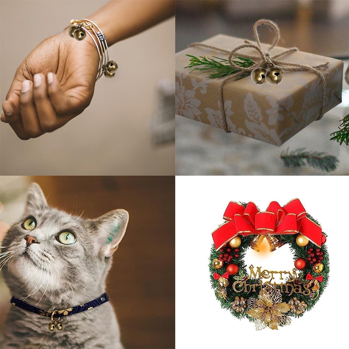 50 stuks Jingle Bells, Kerstmis grote ambachtelijke klokken voor ornament, doe-het-zelf kleurrijke klokken voor festivaldecoratie, 22 mm metalen rinkelbel voor feest, sieraden maken, baby, hond kat