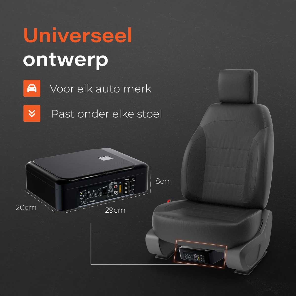 Slimbass Auto Subwoofer Met Ingebouwde Versterker - Afstandsbediening - Speakers - Underseat - Actief - Woofer - Actieve - Zwart - Skoov – foto 8