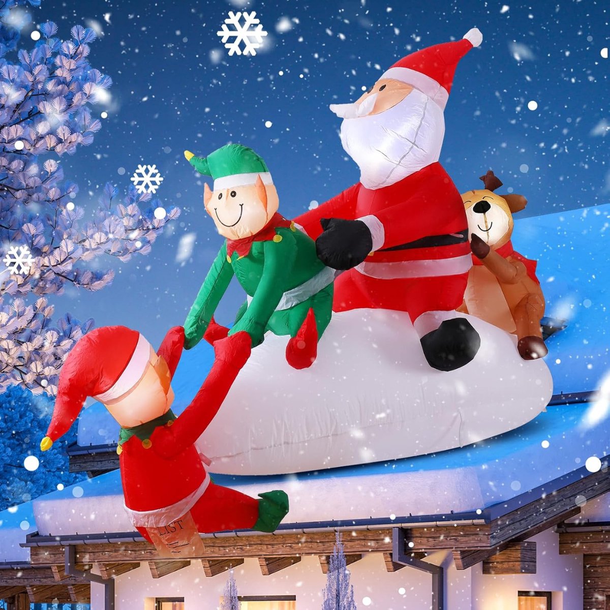 Opblaasbare Klimmende Kerstman 2.7M Met LED Verlichting – Kerstdecoratie Voor Dak - Muur En Raam - IP44 Weerbestendig