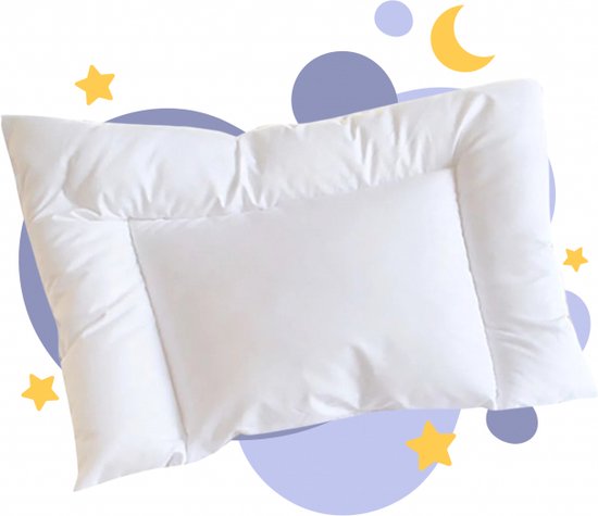Zavelo Baby & Peuter Kussen Ukkepuck 60x70 cm - Kinderkussen - Extra Plat Hoofdkussen - 100% katoenen Tijk - Anti-Allergisch