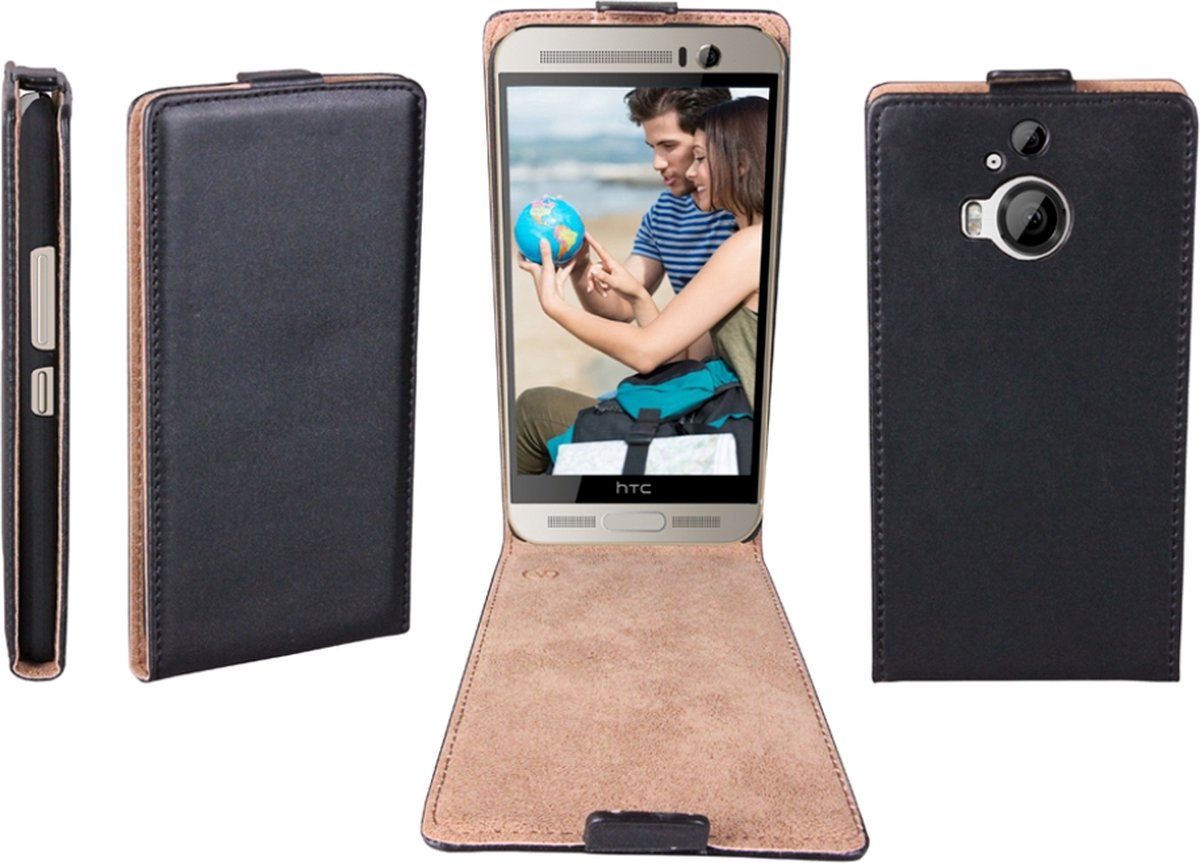 Flip Case voor HTC One M9+ Plus zwart ultradun