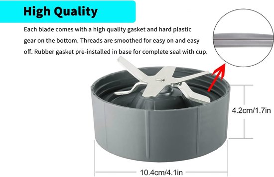 2 stuks mengbladen, vervangend extractorblad, vervangende onderdelen en accessoires, geschikt voor Nutribullet 600W/900W, blad gemaakt van roestvrij staal, schroefdraad is gladgemaakt voor eenvoudig aan- en uittrekken - 2 stuks - Vervangende sapcentr van Wundermix — afbeelding 4