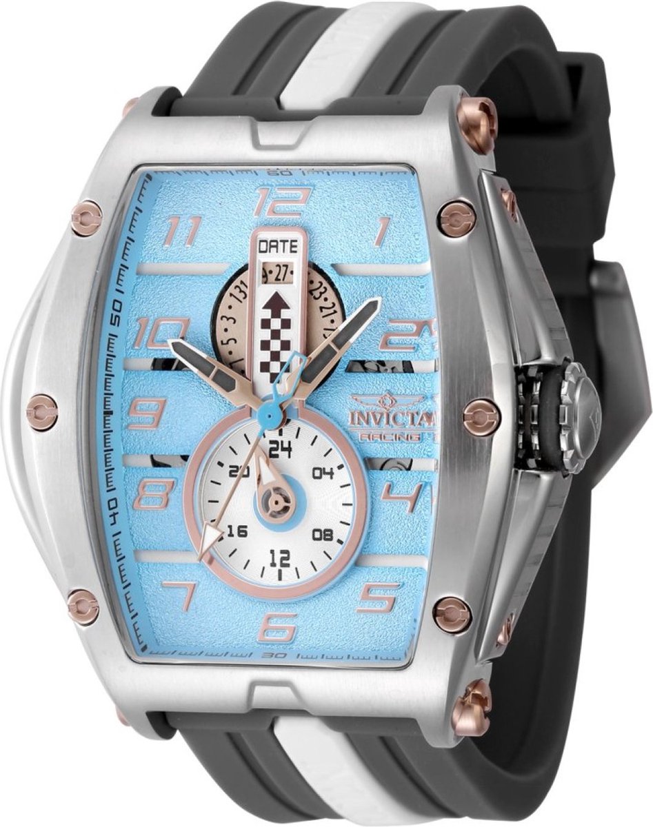Invicta Racing 47385 Heren Horloge - Waterdicht - Analoog - Quartz Uurwerk - Roestvrij Staal met blauwe Wijzerplaat - 57mm