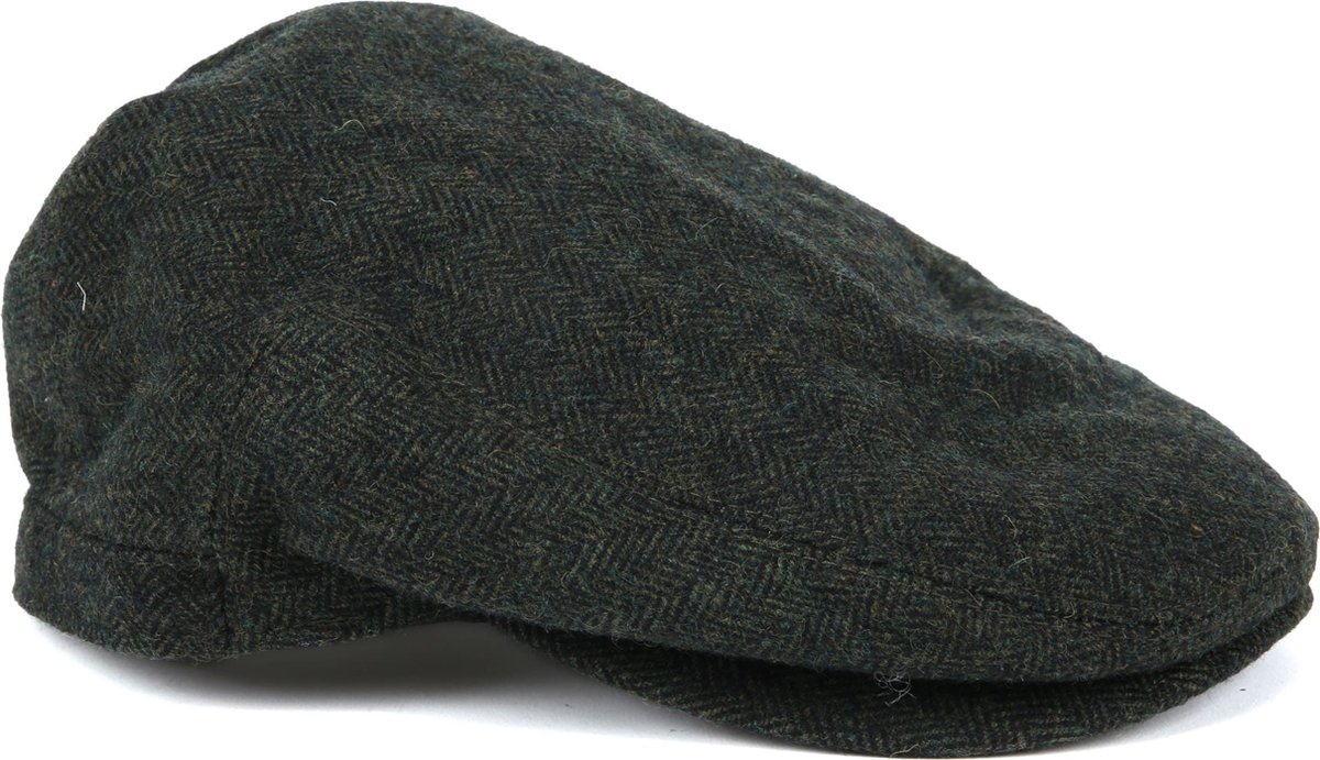 Barbour Barlow Flat Cap Herringbone Donkergroen - Maat L - Heren