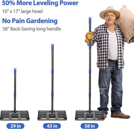 Equivera Gazonrakel - Nivellering Hark - Nivelleringshark - Gazonhark - Gazon Leveller - Lawn Leveling — afbeelding 2