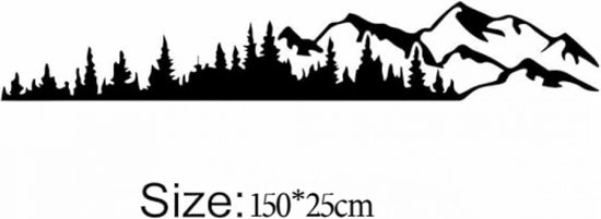 Zwarte bergen en bomen, maat: 150*25cm.