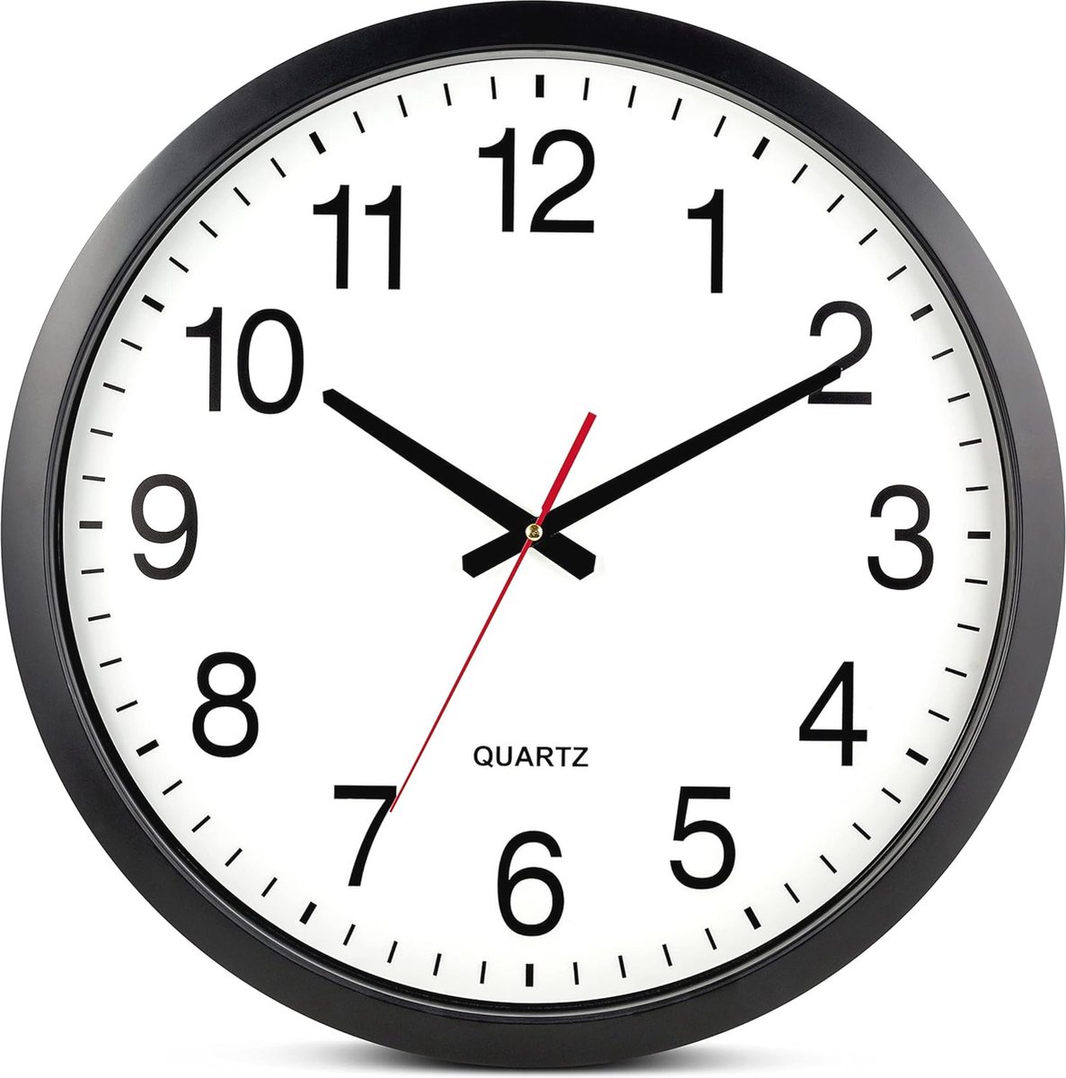 XL Wandklok - Zwarte Stille Klok 18 Inch met Kwarts Mechanisme voor Thuis en Kantoor