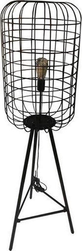 Overwegen vergeten stijl Industriële vloerlamp rooster staande lamp metaal zwart kooi design |  bol.com
