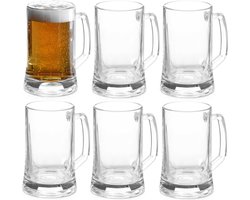 Vivalto Bierglazen - Bierpullen - transparant glas - 6x stuks - 380 ml - Cadeau - Vaderdag