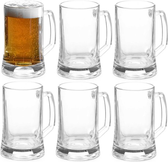 Verres à bière Vivalto - Chopes à bière - verre transparent - 6x pièces - 380 ml - Cadeau - Vaderdag