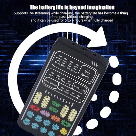 Draagbare Stemvervormmer Met Bluetooth 5.1 – 8 Stemeffecten, LED-verlichting, Instelbare Toonhoogte, Ideaal Voor Gaming En Livestreams 5 miniatura
