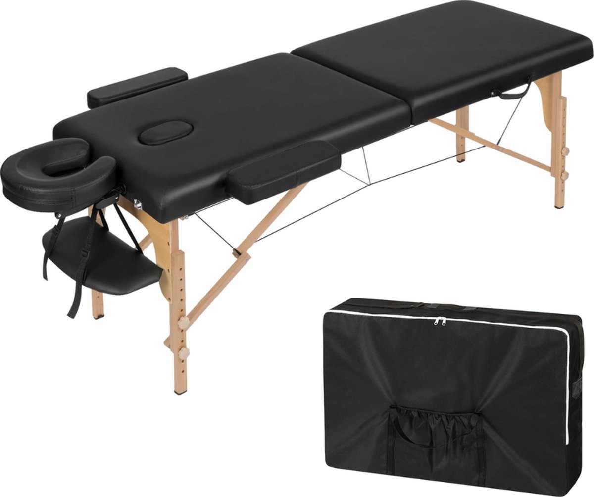 Goedkoopste Massagetafel - Massagetafel inklapbaar - Massage bed - In Hoogte verstelbaar - Hoofdsteun - Armleuningen - Opbergtas - 185X58.5cm - zwart