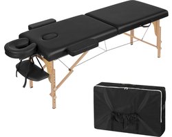 Massagetafel - Massagetafel inklapbaar - Massage bed - In Hoogte verstelbaar - Hoofdsteun - Armleuningen - Opbergtas - 185X58.5cm - zwart