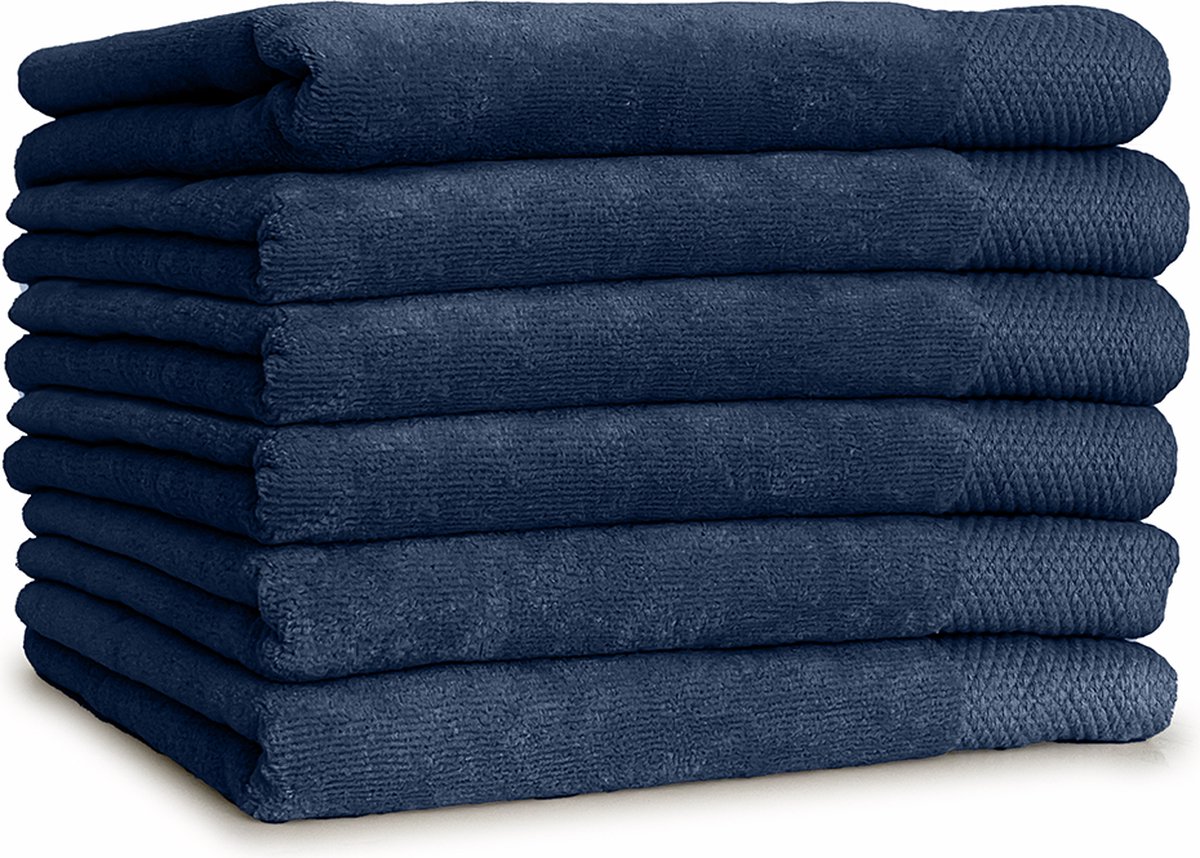 LINNICK Diamond Velours Handdoeken Set - Set van 10 - Handdoek 50x100cm - 550 gr/m2 - 100% Katoen - Ocean Blue