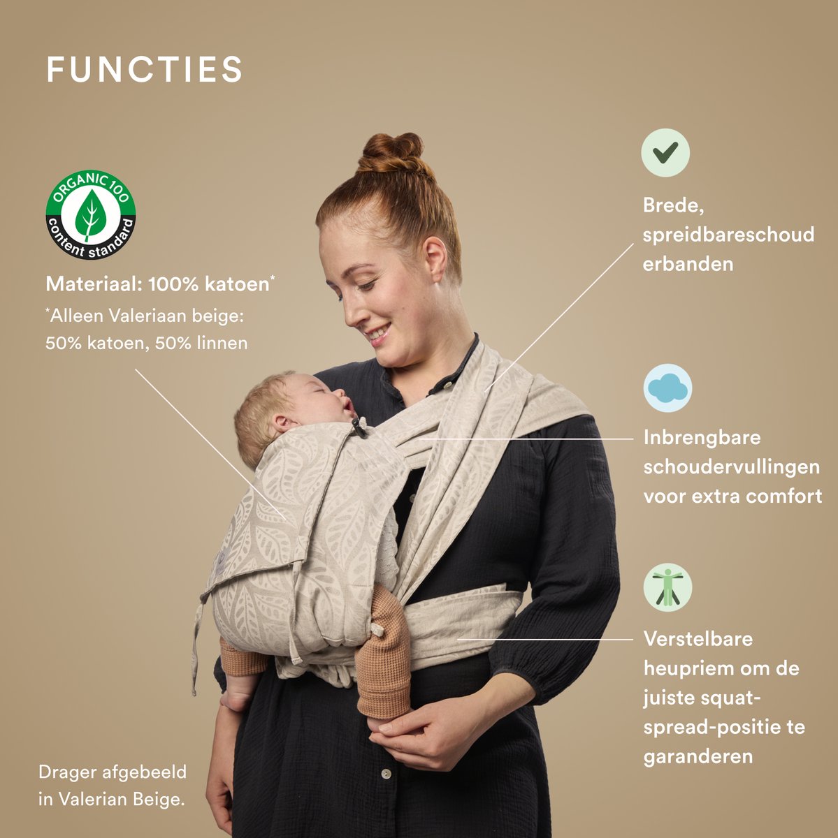 Stokke Limas Draagzak, Floral Beige - Versie 2023 (OCS) - Draagzak voor pasgeborenen met halve gesp - Drie draagopties - Veilig vanaf de geboorte, tot 15 kg – foto 4