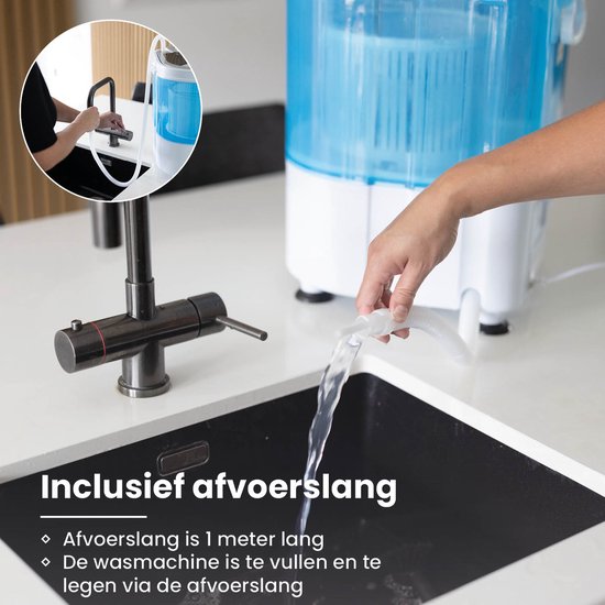 Nexxt Mini Wasmachine met Centrifuge en Bovenlader - Tot 3KG Wasgoed - Snelprogramma: 15 Minuten - Energiezuinig - Handig voor de Camping - Wit/ Blauw van Nexxt — afbeelding 5