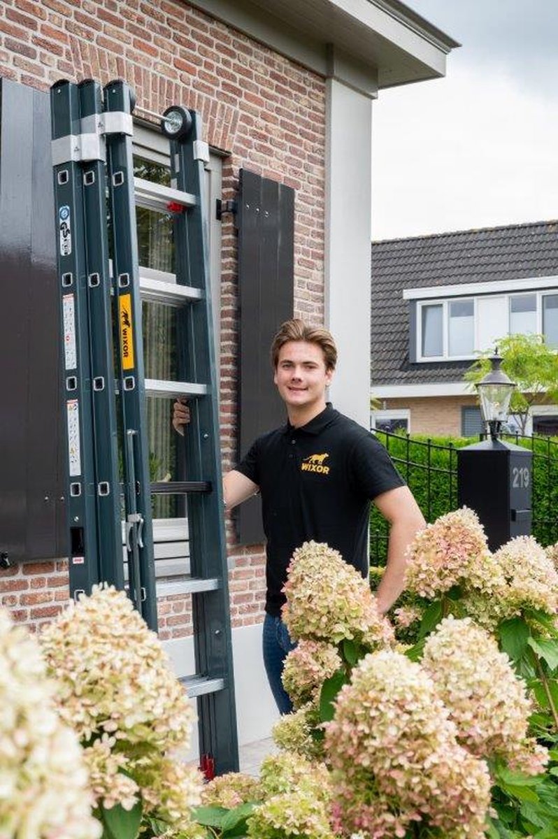 Professionele Schuifladder | 3-delig |gecoat | 3x8 treden | Top Safe Systeem |Aluminium | Anti slip | EN 131-1 + 2, NEN 2484, TÜV en GS gecertificeerd – foto 6