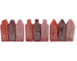 Daan Kromhout Kaarsen Grachtenpandjes - Set van 3 - Rood tinten - 6x16 cm