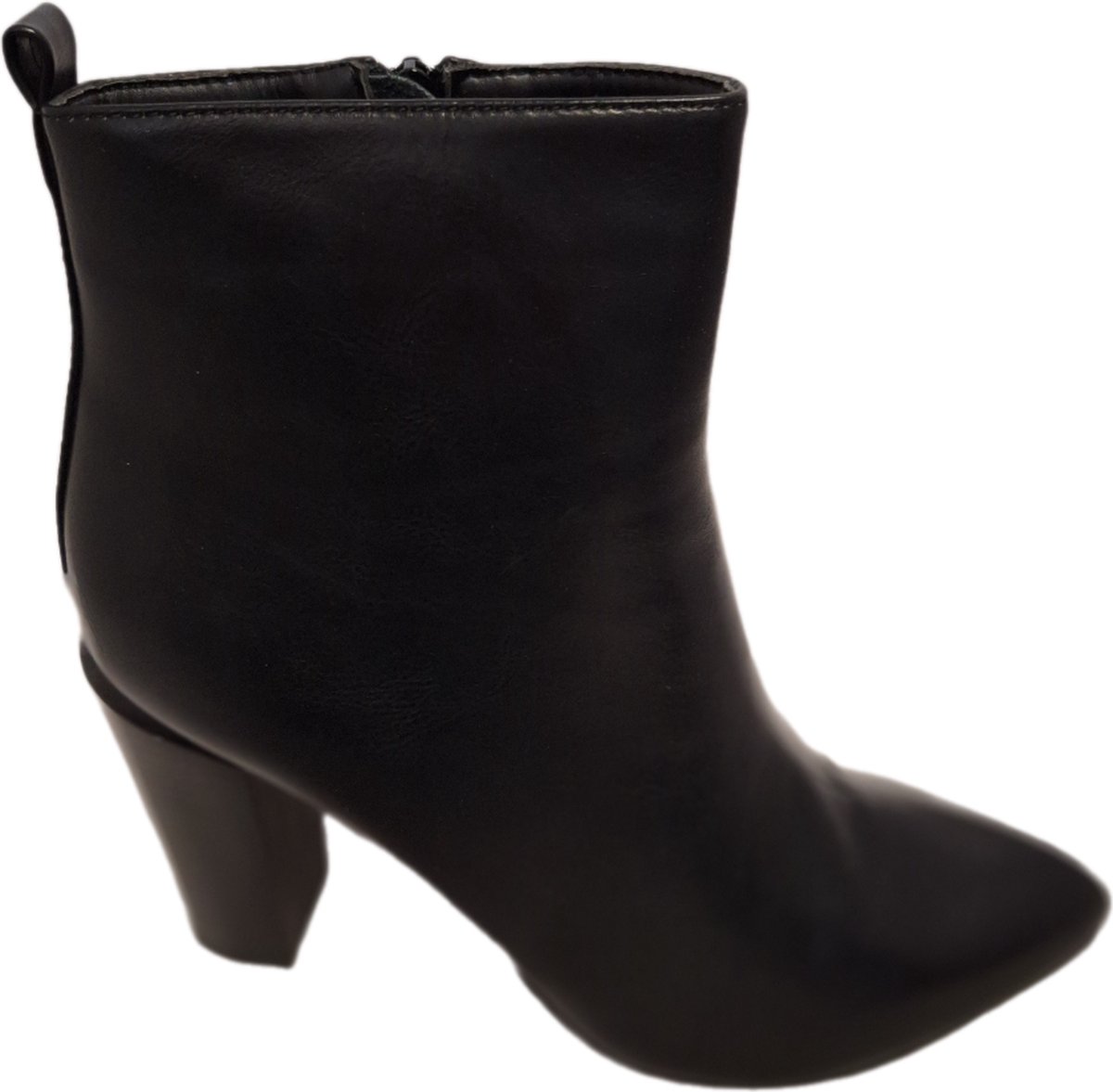 LUCKYSHOES-ENKELBOOTS-BLACK-BLOKHAK 9 CM-LEDERLOOK-40