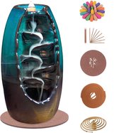 LotaHome - Wierook Waterval - Wierookbrander - Complete set - Inclusief 120 Geur Kegels, 30 Wierook Stokjes, 40x Wierook Spiraal, 1 Onderlegger, 1 Spiraal Houder - Cadeau - Kegelbrander Houder - Aromatherapie - Geur Brander - Turquoise