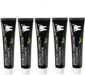 Charcoal Mint Tandpasta - 5 TUBES - Witte Tanden - Houtskool Tand Bleker - Charcoal Toothpaste - Teeth Whitening - Charcaol Tandpasta Whitening - Frisse Adem - Bamboe Tandsteen verwijderaar - Wittere Tandjes - Bamboo Tandbleek