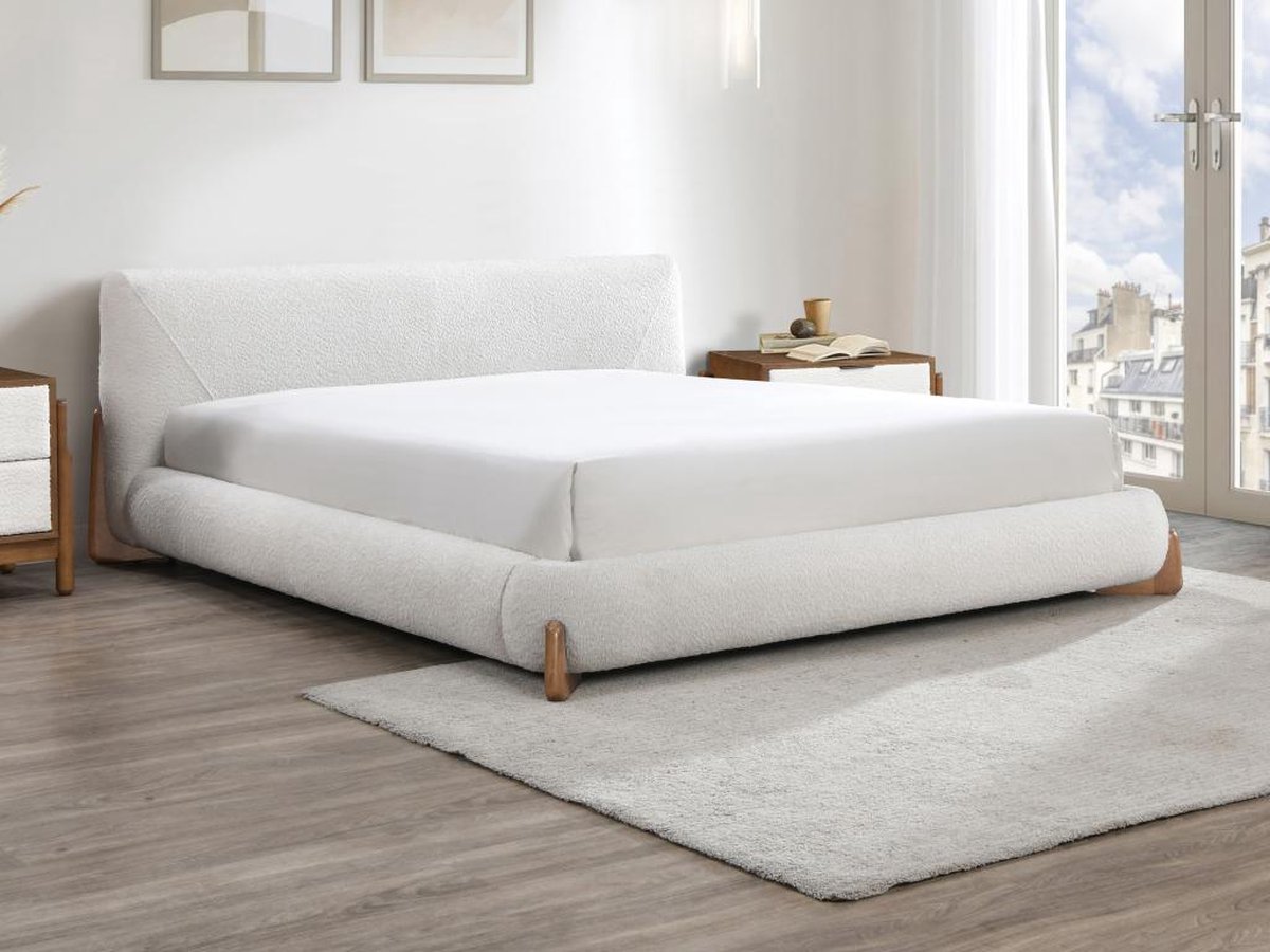 Vente-unique Bedframe stof wit 180 x 200 cm GAMURA