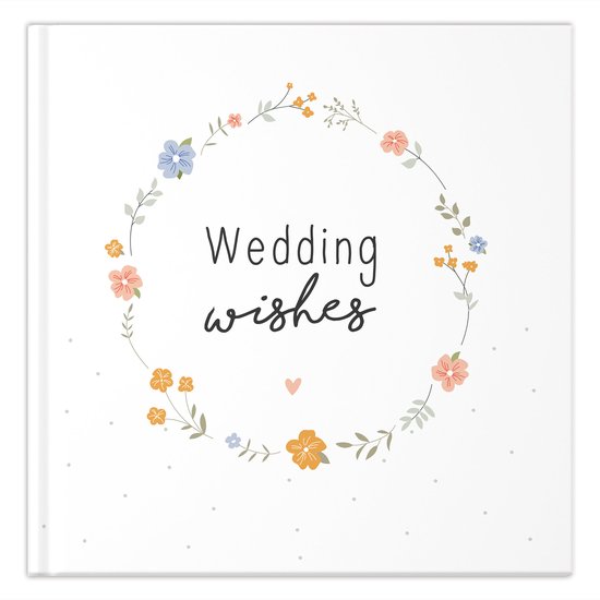 Fyllbooks - Gastenboek Bruiloft - Wedding Wishes Invulboek - Receptieboek Huwelijk - Wit - 96 Pagina's