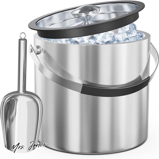 Boraboi® Edelstalen Geïsoleerde Ijsemmer Met Deksel, Tang, Zeef En Schep Voor Ijsblokjes En Dranken Boraboi® Edelstalen Geïsoleerde Ijsemmer Met Deksel, Tang, Zeef En Schep Voor Ijsblokjes En Dranken