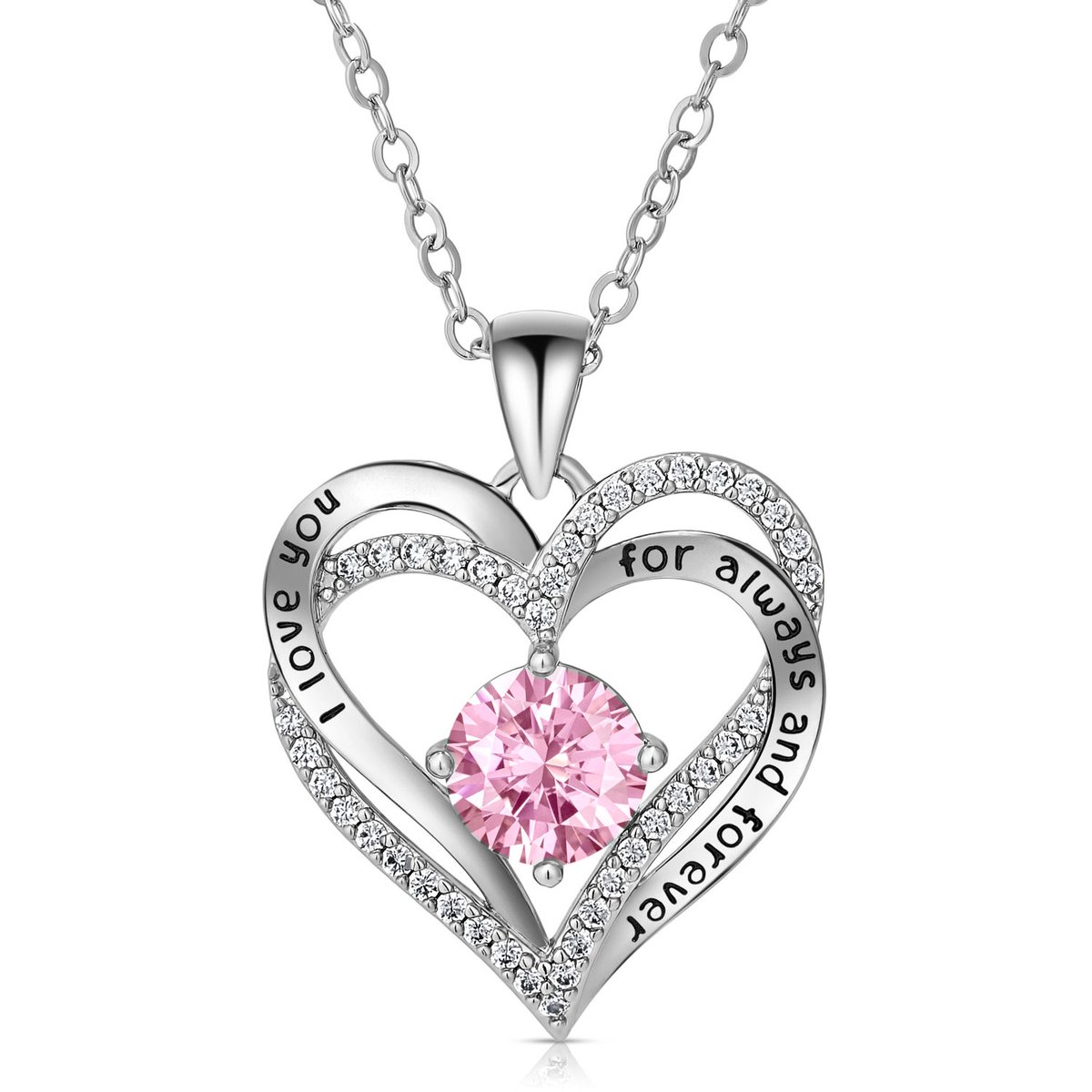 Juwelium Ketting + Flowerbox Geschenkset | Luxe Silverplated I Love You Hartjes Ketting met Zirkonia | Perfect Cadeau voor Vrouw, Vriendin, Moeder, Dochter
