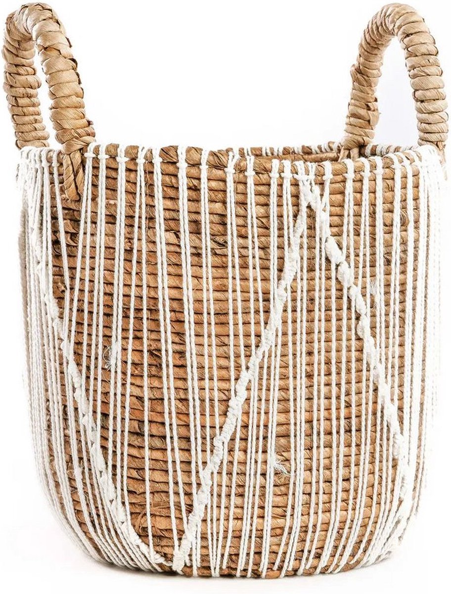 Macrame Basket - Opbergmand - Decoratieve mand - Duurzaam zeegras - 30cm x 30cm x 40cm
