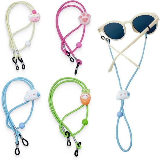 CENRONG 5 stuks brillenband, verstelbare sportzonnebrilketting, stijlvolle en comfortabele anti-slip brillenband, sportbrilband voor sport en outdooractiviteiten