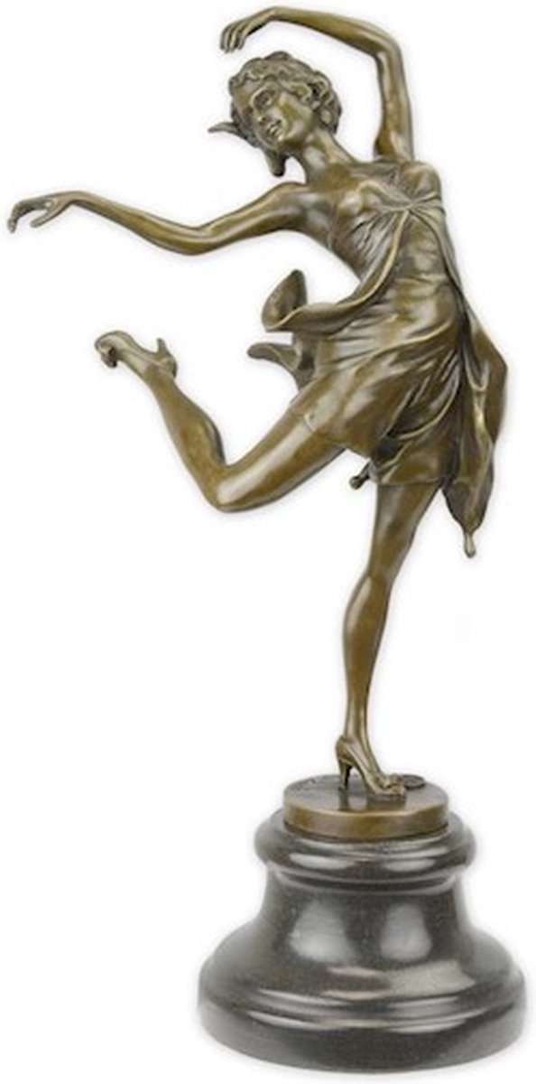 Bronzen beeld - sculptuur van een danseres - dynamisch kunstwerk - 38,2 cm hoog