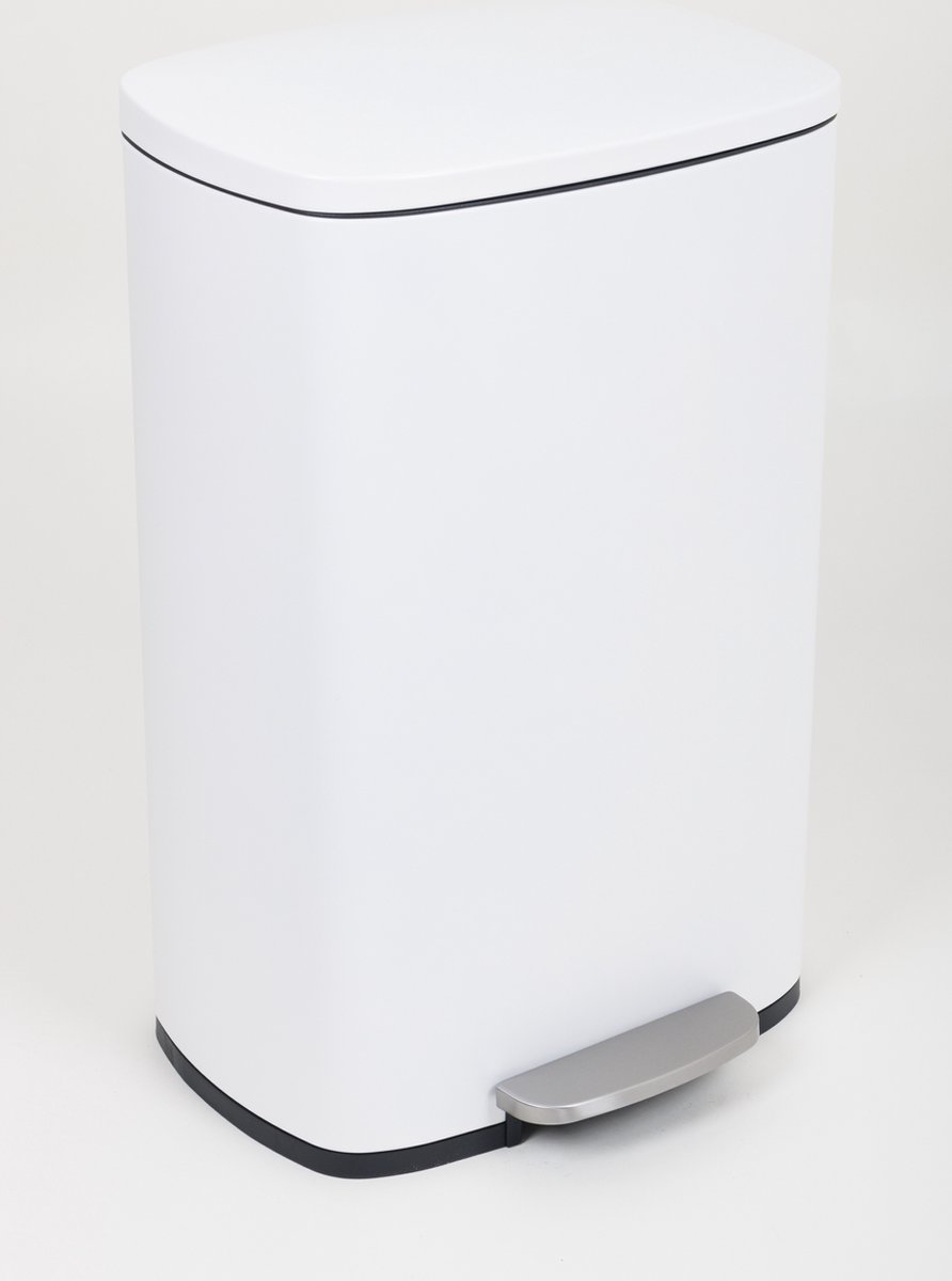 Goedkoopste iCoolio Prullenbak Pedaalemmer - Afvalbak - Vuilnisbak RVS - 50l - Vingerafdrukvrij - Wit