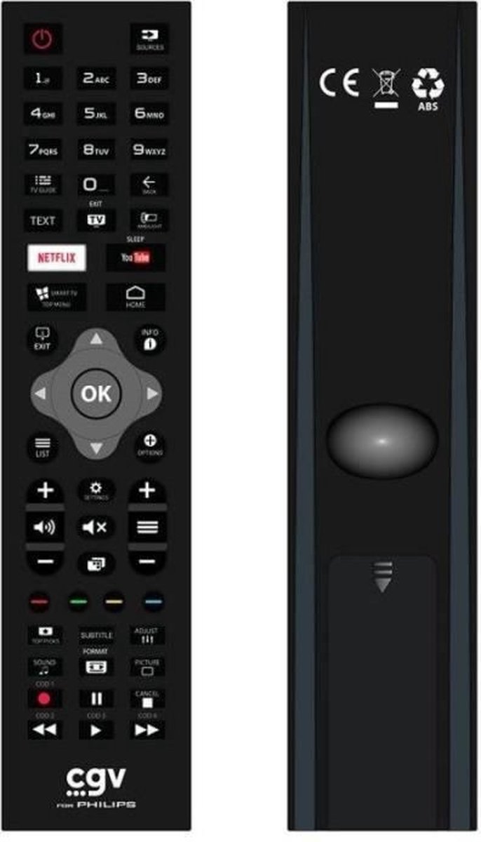 Vervangende afstandsbediening - Algemene voorwaarden - FIDELIO Philips - Voor Philips televisies - Zonder programmering - Klaar voor gebruik