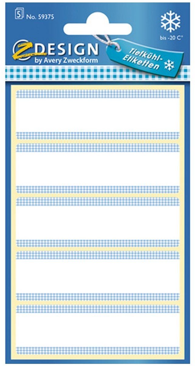 Avery Av-59375 Z-Design Diepvriesetiketten 76X22 Mm 25 Stuks Wit/Blauw