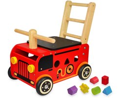 I'm Toy Houten loopwagen brandweer met blokken