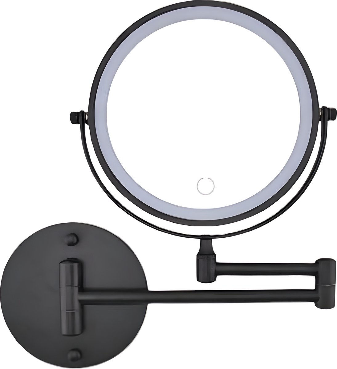 Goedkoopste Betrahan - Led Make-Up Spiegel - 7x Vergroot Functie - Zwart - Dim Functie - 3 Kleuren Licht - Wandspiegel Rond