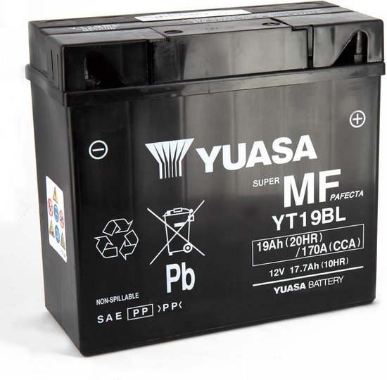 accu yuasa voor motorfiets bmw 850 r gs abs 1998 tot 2000 yt19bl-bs / yt19bl / 12v 19ah nieuw