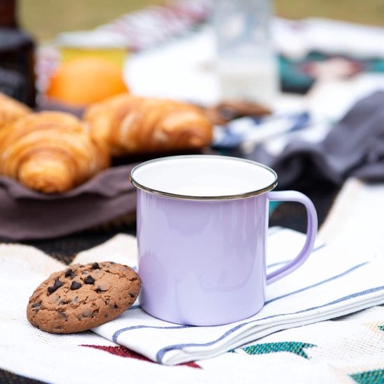 Camping Bekers Koffiebekers Set van 6 350 ml Kleurrijke Poedergecoate Metalen Kampeerbekers met Handvat voor Kamperen, Thuis, Feest, Kantoor, Herbruikbaar & Draagbaar — afbeelding 4