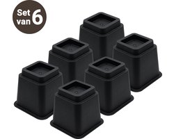 JustValue Meubelverhoger set - Verhoogt met 13 cm - Max. 600 kg - Zwart - Stoelverhogers - Bedklossen - Tafelverhoger - Stoelverhogers Volwassenen