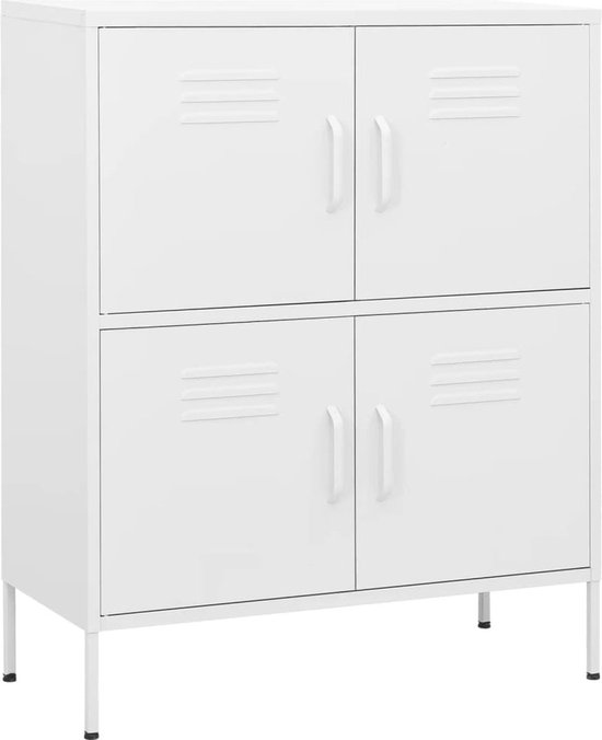 Armoire de rangement en acier The Living Store - 80 x 35 x 101,5 cm - Wit