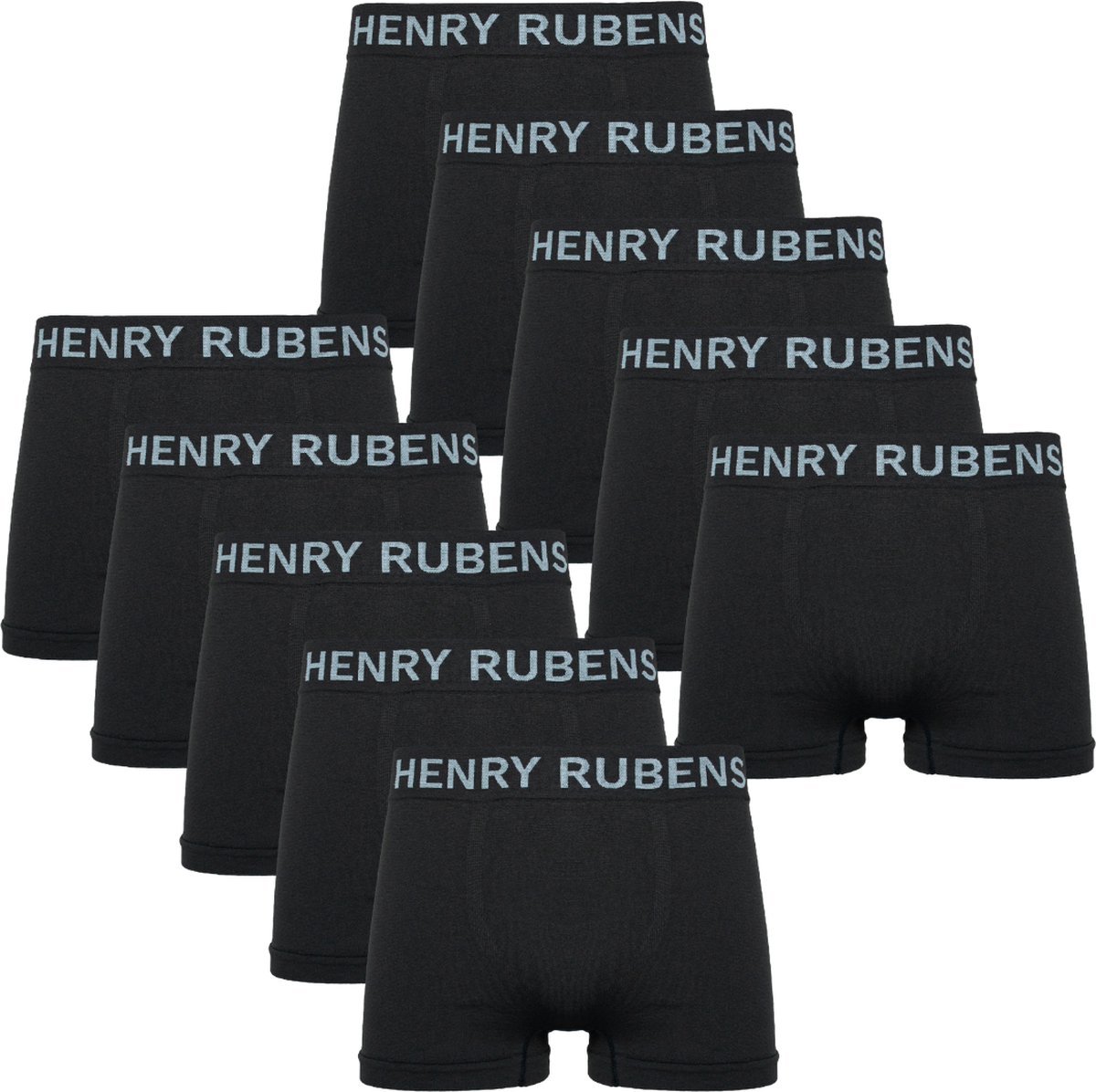Henry Rubens - Heren Boxershorts - Microfiber - Naadloos - 10-Pack - Zwart - Maat XL/XXL
