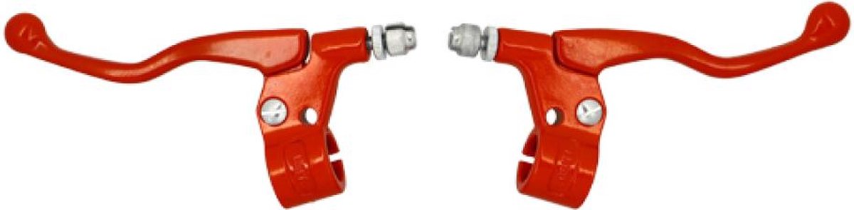 Paire de cocottes rouge droite gauche Lusito look vintage levier court pour moto