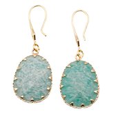 Marama - Oorbellen Goud Amazoniet - oorhangers dames - edelsteen - blauw - nikkelvrij