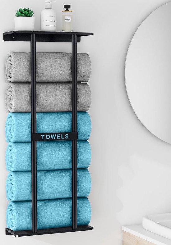 Handdoekopslagrek Opvouwbare Antieke Koperen Bath Towel Rack Active Badkamer Handdoekhouder Double Handdoek Shelf Met Haken Badkamer Accessoires -goud Handdoekhouder (Color : Gold