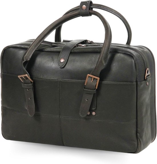Davidt's Stijlvolle Leren Werktas - Business Tas - Trendy Aktetas Rundleer - Donkerbruin - 15.6 inch Laptoptas - Veel Vakken