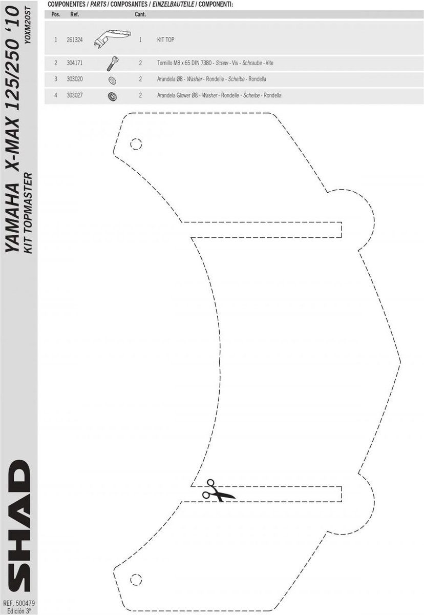 shad top case steun voor yamaha 125 x-max scooter 2010 tot 2013 y0xm20st nieuw