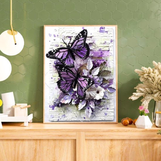 Peinture de diamants BOTC Adultes - Peinture de diamants Peinture de diamants Enfants - Pack complet - 30 x 40 cm - Papillon