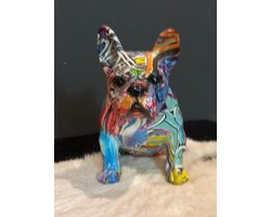 Goodyz - Street Art - Honden - Franse Bulldog - zittend - kleur Graffiti - 20cm hoog