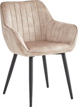 Colenis® - Chaise de salle à manger Luna - Set de 4 - Champagne - Velours Adoré - Avec accoudoirs